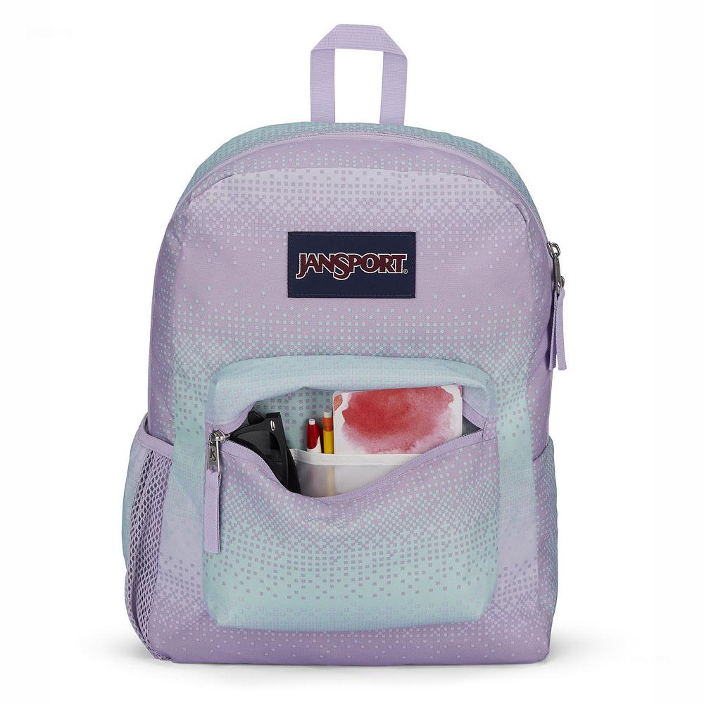 JanSport CROSS TOWN School Backpacks Purple / Green | Ireland_JS303