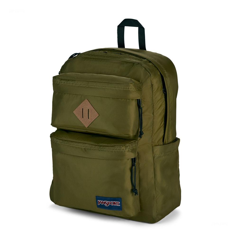 JanSport Double Break Laptop Backpacks Olive | Ireland_JS336